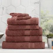 7pc Renee Taylor Stella Hand/Bath Towel/Mat Set Soft Bamboo Cotton 650 GSM Brick