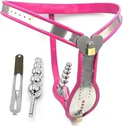 HCUDFN SM Stainless Steel Chastity Belt Heart Chastity Device Anal Plug Underwear BDSM Bondage Chastity Lock Device for Men Couples(Waist 64~70cm)