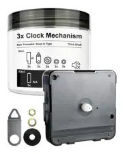 Clock Movement Non Threaded Mechanism Replacement Snap in Type Quartz Motor B...
