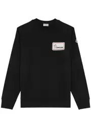 Moncler Logo Cotton Sweatshirt - Black - M M