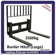 BURDER Style (large) QUICK HITCH PALLET FORKS (1200mm long) + LOADGUARD, 2500kg