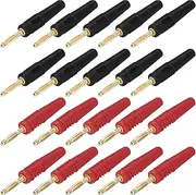 uxcell 20 Pcs 2mm Banana Plugs, 10A Speaker Wire Cable Plugs Connectors, Banana Jack Connector for Speaker Wire Audio Cable, Black&Red