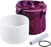 zolyet 8 Inches B Note Crystal Singing Sound Bowl Set for Healing Yoga with Hollow Mallet Rubber Ring Storage Bag White 8 Inches