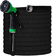 100FT Premium Garden Hose with 10-Pattern Spray Nozzle - Heavy Duty PVC with Fabric Cover, 3/4" Aluminum Fittings, Leak-Proof & Weather Resistant