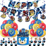 Sonic birthday theme party decoration cartoon flag card balloon set Set C