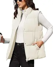 [MAGCOMSEN] Women's Puffer Down Vest Oversized Zip Up Outerwear Lightweight Winter Padded Gilet Jacket with Pockets