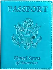 [Generic] CDC Passport Holder Vaccine Card Holder PU Leather Vaccination Card Protector Blue