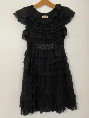 Alannah Hill womens dress My First Class Dame Frock black short sleeve silk 8