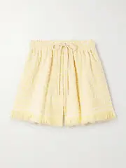 [Zimmermann] Zimmermann - Coco Fringed Cotton-terry Jacquard Shorts - Yellow - 00 00 Yellow