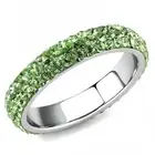 Jewel Encrusted Stainless Steel Eternity Band Lime Green Crystal TK316