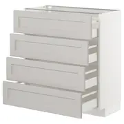 METOD base cab 4 frnts/4 drawers, white Maximera/Lerhyttan light grey, 80x37x80 cm