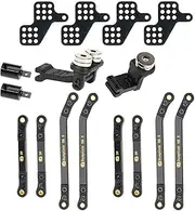 RampCrab High Clearance 4 Links Set for AX24, Front & Rear Extend 6mm, Brass Links Set, Upgrade Parts for AX24 XC-1, Axial 1/24 RC Crawler Car Upgrade Accessories, 8Pcs, Black Coating