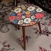 Coffee Table, Sofa Side Table, End Table, Bedside Table, Student Dormitory Table, Laptop Desk, Living Room Table, Bedroom Table, Balcony Table A95 (Flower, 40X40X47CM)