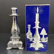 Vintage 70s Avon Candlestick Cologne Silver Bottle Vanity Decor Bath Table Fancy