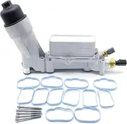 926-959 3.6L Upgraded Aluminum Engine Oil Cooler Filter Housing Adapter Kit Replacement for Dodge Ram ProMaster Challenger Wrangler Jk Grand Cherokee Chrysler Silver