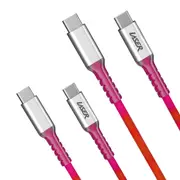 Laser 2m (2-pack) USB-C to USB-C Braided Cable (Rainbow)