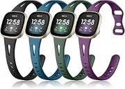 Slim Bands Compatible with Fitbit Sense/Sense 2/Fitbit Versa 3/Versa 4 Band for Women Men, Soft Watch Band with Breathable Air Holes for Versa 4/Versa 3/Sense 2/Sense Smartwatch, Multi Colors