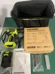 FASTPRO 20V Green Drill Kit, Lithium-Ion Cordless Drill Driver, 3/8 In. W/bag