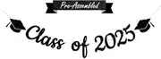 Pre-Assembled Class of 2025 Banner Graduation Decorations Congratulations on High School and College Graduation, Classroom Celebrations, Glitter Banners, Family Class Party Walls Decorations(black)