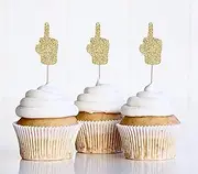 12 x Gold Divorce Cupcake Topper Middle Finger | Single Cup Cake Topper