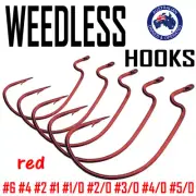 20x Red Weedless Worm Hooks Bream Hook #1 1/0 5/0 for Zman Gulp Ecogear Berkley