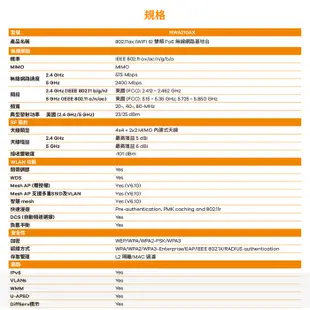 Zyxel 合勤 NWA210AX 商用雙頻Wi-Fi6 AX3000 無線網路 PoE 基地台 AP