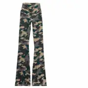 Offline Aerie Hi Rise Flare Ruched Front Leggings Camouflage Size Small