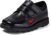 [Kickers] Boy's Fragma Lo Hook and Loop Black Leather Shoes