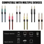 1/8 to 1/8 Stereo Cable 3.5mm TRS to 3.5mm Sound Cable Guitar to Male Cord