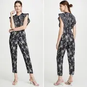 Rebecca Taylor Silk Paisley Print Flutter Sleeve Jumpsuit Women's 16 NEW