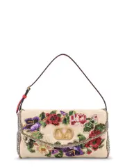 [Valentino Garavani] Valentino Garavani-Vain Soft Beads Embroidered Linen Shoulder Bag-Donna OS