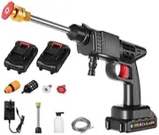 Cordless Pressure Washer, 21V Handheld High Pressure Car Washer Gun 550W Portable Power Cleaner with 2 Nozzle 2 Batteries for Car Floor Garden Cleaning Watering Cars Fences Siding Outdoor Cleaning