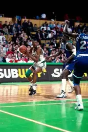 Reggie Lewis Boston Celtics looks to drive v Walt Williams Sacrame- Old Photo