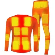 Men"s Heated Underwear Winter Usb Electric Heating Suit Ski Tops Pants L Top