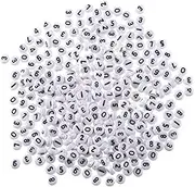 EXCEART 100Pcs White Acrylic Number Beads 7x4mm Mixed Number Beads Round Loose Beads for DIY Jewelry Making Bracelets Necklaces Key Chains