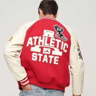 【Superdry】男裝 外套 棒球外套 飛行夾克 College Varsity Patched Bomber(紅)