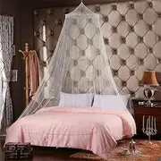 Fulasun Universal Mosquito Net, Bed Canopy Round Dome for Double Bed, Anti Mosquito As Mosquito Net Use to Cover The Baby Crib, Kid Bed, Girls Bed Or Full Size Bed (White)