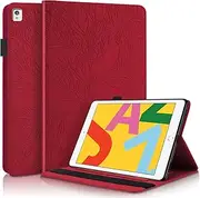 CXTCASE for iPad 7th/8th/9th Generation, iPad Air 3, iPad Pro 10.5 Inch Case Embossed Tree PU Leather Case Wallet Flip Cover for iPad 2017/2018/2019, iPad Air 3, iPad Pro 10.5" Red