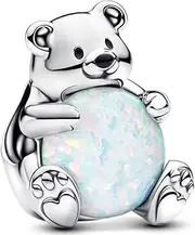 [The Charmery] Winter Polar Bear Charm 925 Silver Charm Compatible with Pandora Charms, Trollbeads, Chamilia, Biagi and Many Other UK Charm Bracelets., Small, Metal, No Gemstone