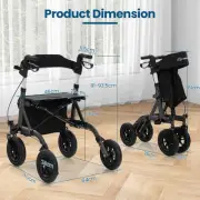 Height-Adjustable Foldable Rollator Walker with Seat & Storage, Black