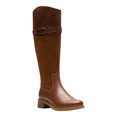 Clarks Women's Maye Carly Leather Knee High Boots Tan Size 7 1/2