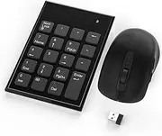 Wireless Number Pad and Mouse Combo,2.4G 19 Keys USB Wireless Numeric Keypad,3 Adjustable Mouse Speeds DPI 800/1200/1600,Set for Laptop,Notebook,Desktop,PC Computer-Use One USB Receiver