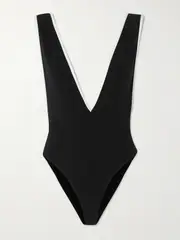 [Lisa Marie Fernandez] Lisa Marie Fernandez - + Net Sustain Two-tone Stretch-crepe Swimsuit - Black - 1 1 Black