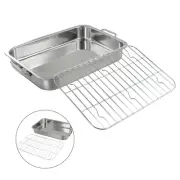 Easy to Clean Stainless Steel Roasting Pan and Rack Set Time Saving Solution
