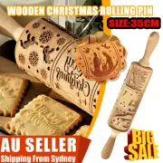 Christmas Embossing RoVZing Pin Baking Cookies Biscuit Dough Cake Snowflake Roll