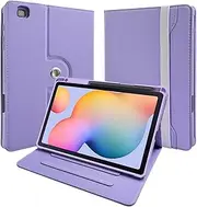 [E NET-CASE] Slim Case for Samsung Galaxy Tab S6 Lite 10.4 Inch 2024/2022/2020 with S Pen Holder, Shockproof Cover with Clear Transparent Back Shell,Multi-Angle Viewing (Purple)