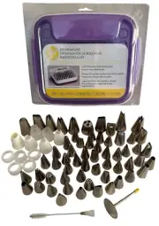 NIP Wilton Decorating Tip Organizer Case W/ 50+ Witon Ateco Tips Lids Bag & More