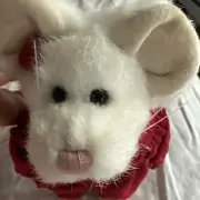 Boyds Bears Plush Easter Mouse Monterey Mouski Jointed White Stuffed Animal 7”