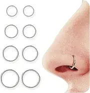 [Kakonia] 16G/18G/20G 316L Surgical Steel Seamless Cilcker Hinged Nose Rings Hoops Septum Rings Hypoallergenic Lip Helix Tragus Conch Rook Daith Lobe Cartilage Piercing Jewelry for Women Men Black Silver Gold