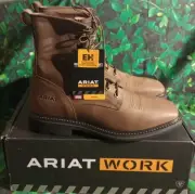 Ariat Cascade Square Toe Work Boot Mens US 12D Brown Leather Soft Toe